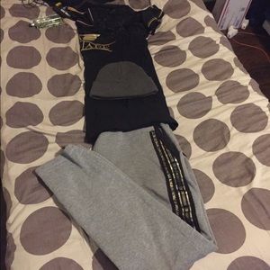 Gold and black outfit